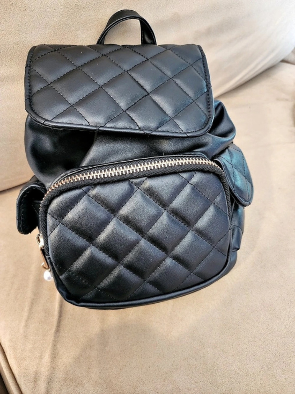 Claire's Quilted Small Backpack in Black Like New No Tag 7x9